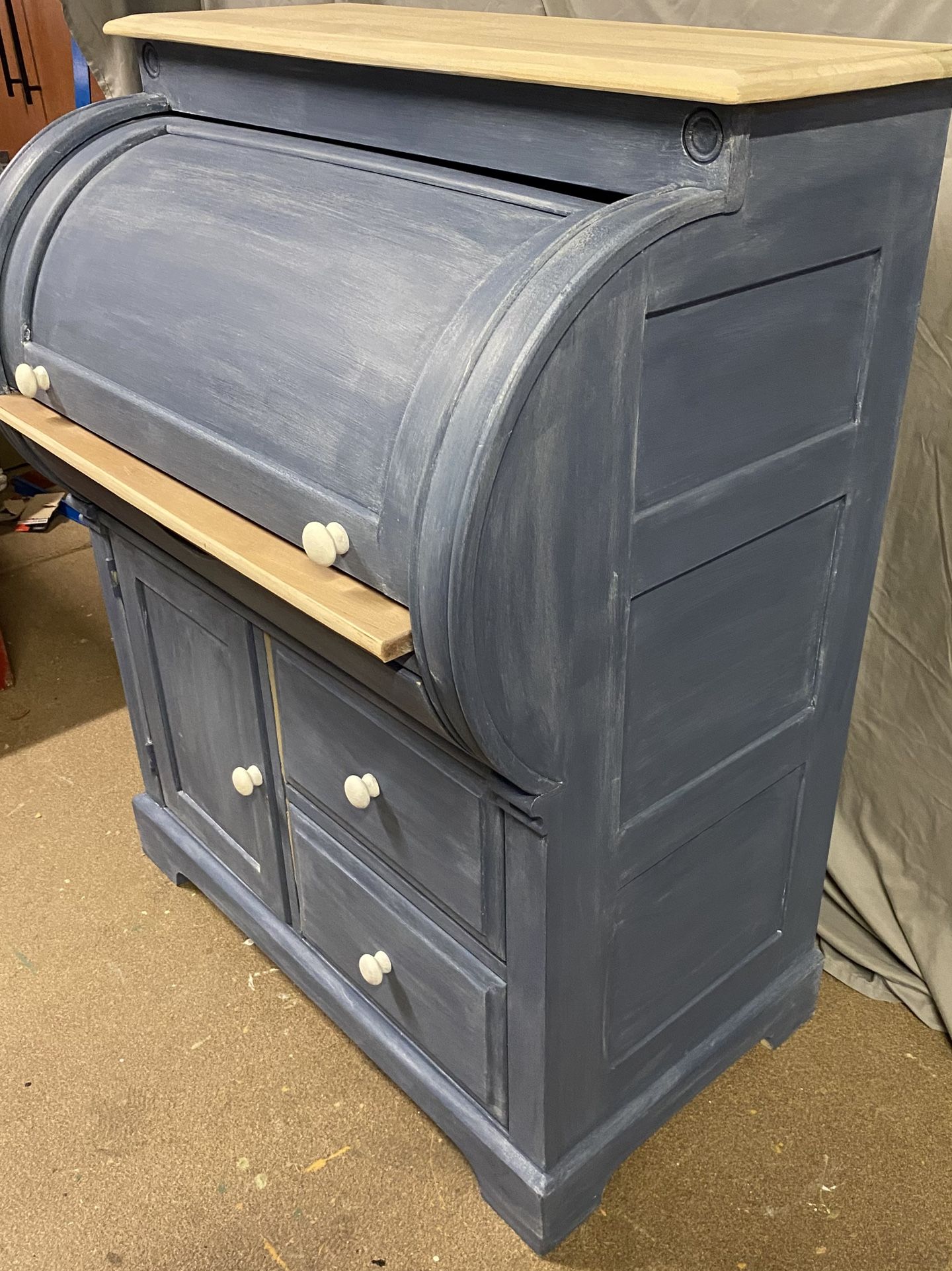 ANTIQUE CYLINDER DESK with STORAGE