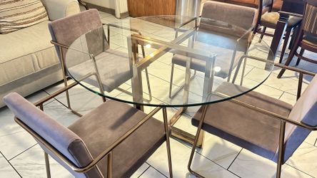 Round Glass Dining Table with 4 Chairs