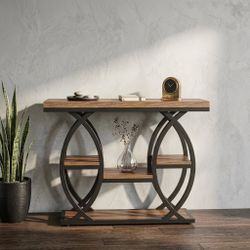 Modern Industrial 39” Entryway Table with Shelves