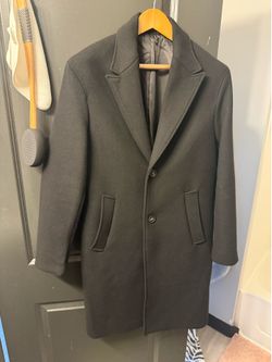 Zara Black Wool Overcoat — Size S