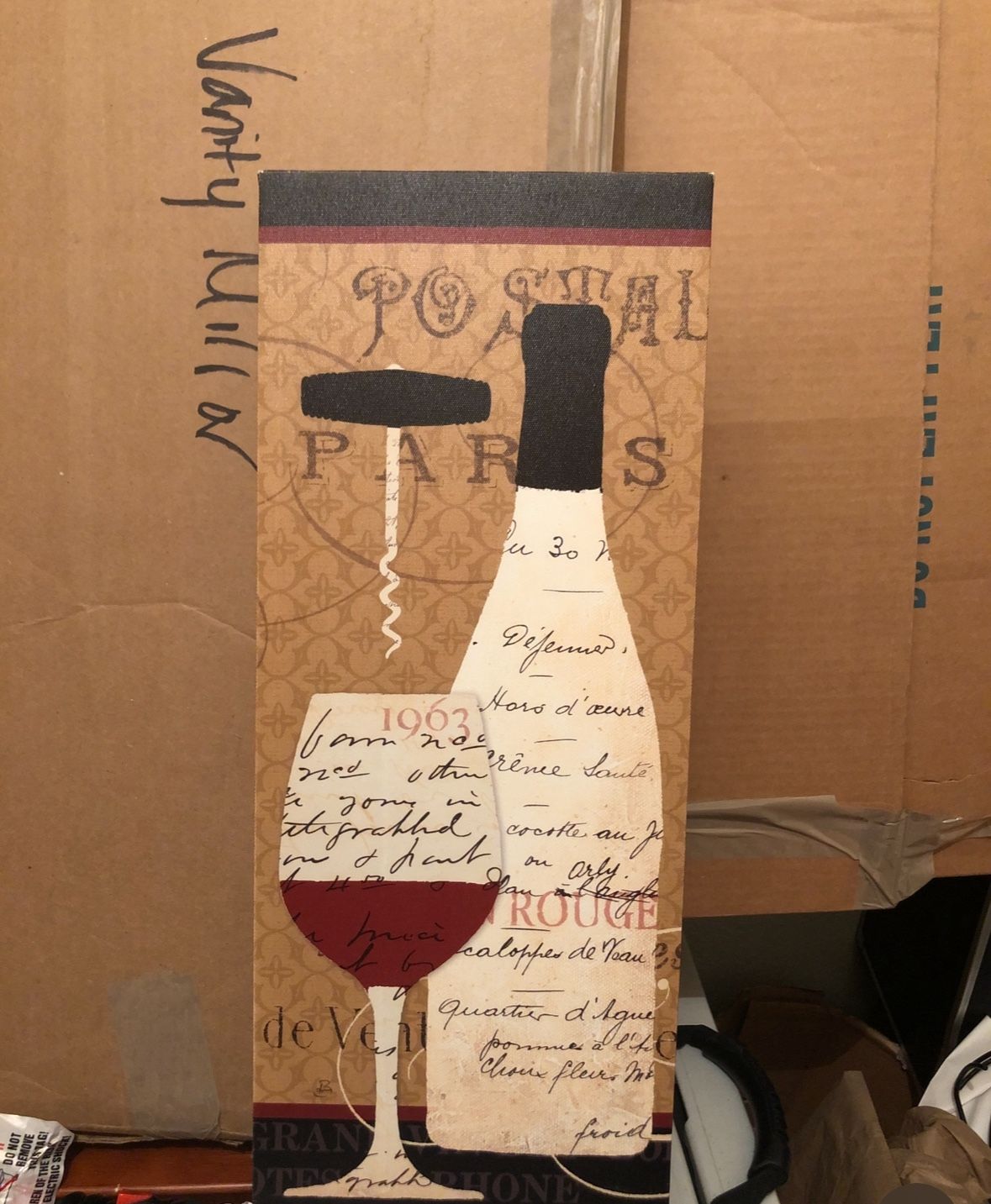 Wine Inspired Wall Picture 20”x8”