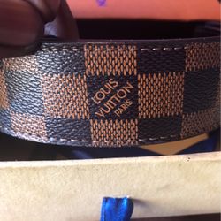 Louis Vuitton Belt Initializes Damier Enbene Canvas Leather Brown