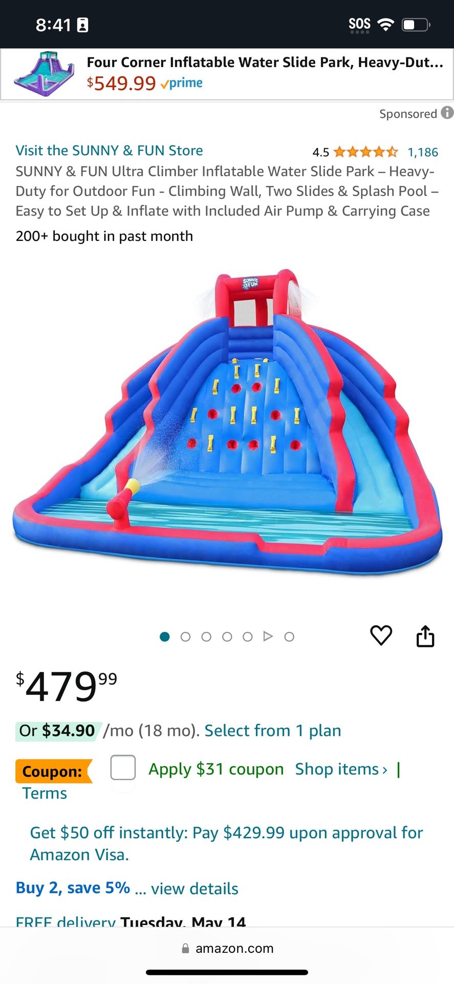 Sunny And Fun Water Slide And Little Tikes Bounce House