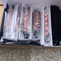 Five and one professional, ceramic interchangeable, curling wand set