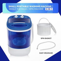 Portable Mini Washing Machine 5.7 lbs Washing Capacity Semi-Automatic Compact Washer Spinner Small Cloth Washer Laundry Appliances for Apartment, RV, 