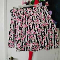 Striped Floral Skirt 