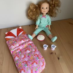 American Girl AG Authentic Wellie Wisher Willa Doll 14” Sleepover Party LOT