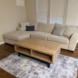 Spacious Light Beige Sectional Sofa with Opening Coffee Table! 