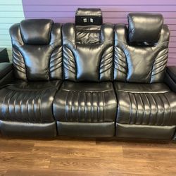 REAL GENUINE LEATHER AUTOMATIC RECLINING SOFA