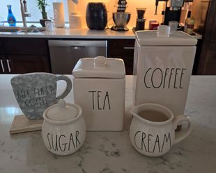 Rae Dunn Coffee Bar Set - COFFEE TEA SUGAR CREAM + Sign