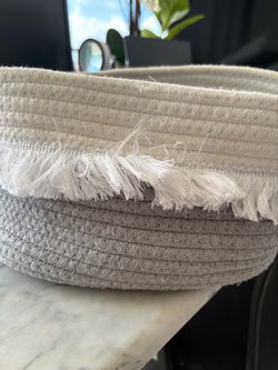 Woven Cotton Rope Storage Basket with Fringe