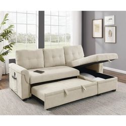 Beige L Shape Sectional Couch 🛋️ New In Box 📦 USB Charging Port 