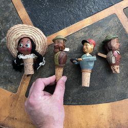 Lot Of 4 Antique Cork Bottle Stoppers 
