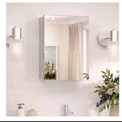 Medicine Cabinet (Full Assembled), 16"×22" Bathroom Mirror with Storage, Aluminum Wall Mounted or Recessed Medicine Cabinet, Brand new DD680 No, LED l