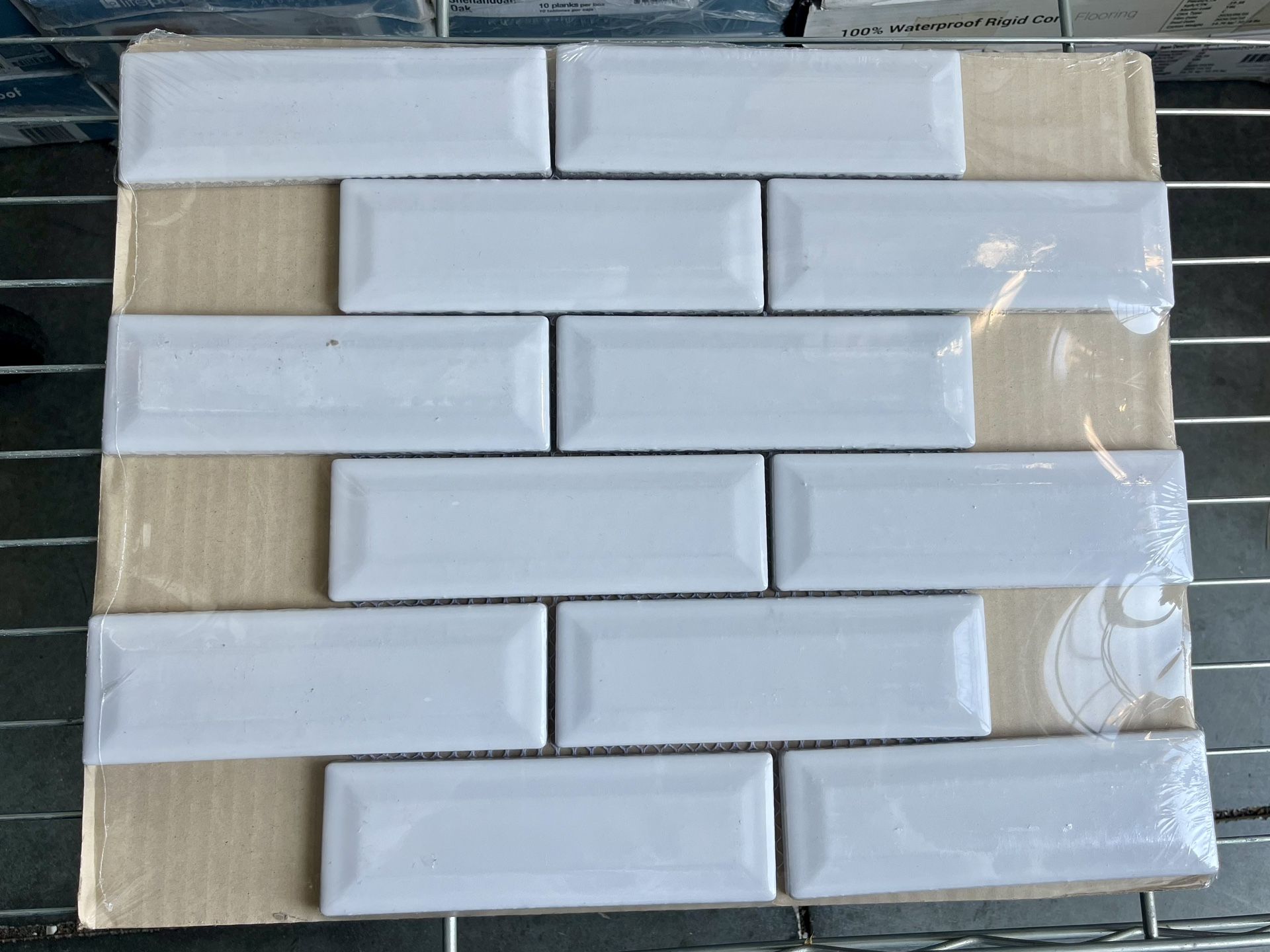 Highland Park Whisper White Handcrafted Ceramic Mosaic - 2" x 6" Beveled Brick