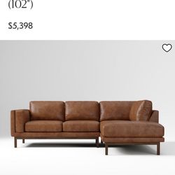 Beautiful West Elm Real Leather Couch