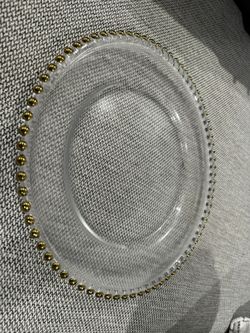 12" Gold Beaded Round Glass Charger Plates