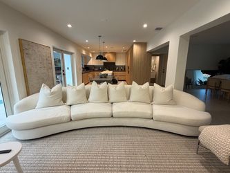 Large Custom Curved Sectional Sofa in Cream