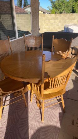 Dining table with six chairs
