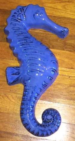 Blue Seahorse Wall Art Heavy Clay Great Piece