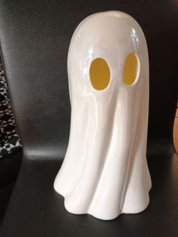 White Ceramic Light Up Ghost Decor