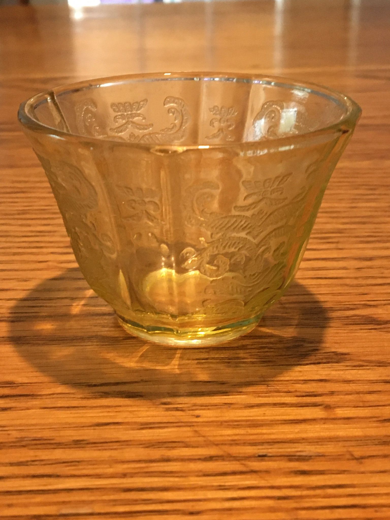 Vintage  Yellow Glass Teacup Size Bowl 