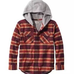 L L Bean  Kids' Fleece-Lined Flannel Shirt, Hooded Plaid sweater hoodie top    L Large 14 16 Jacket