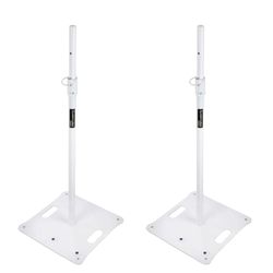 Odyssey LSBP72WHT 42.5 - 72 Inch White Square Base Speaker Stands - Pair with Pole Bag
