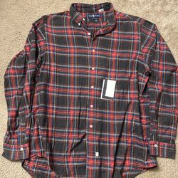Polo Ralph Lauren blue label 100% cotton plaid long sleeve button up shirt
