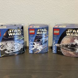 LEGO Star Wars Millennium Falcon 4488, X-Wing & TIE Fighter 4484, Star Destroyer 4992, 100% Complete