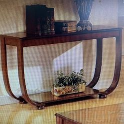 Walnut Finish Console Table With Arched Legs 