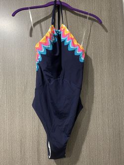 Sunshine 79 NWT Blue With Rainbow Trim One Piece Bathing Suit Size 6