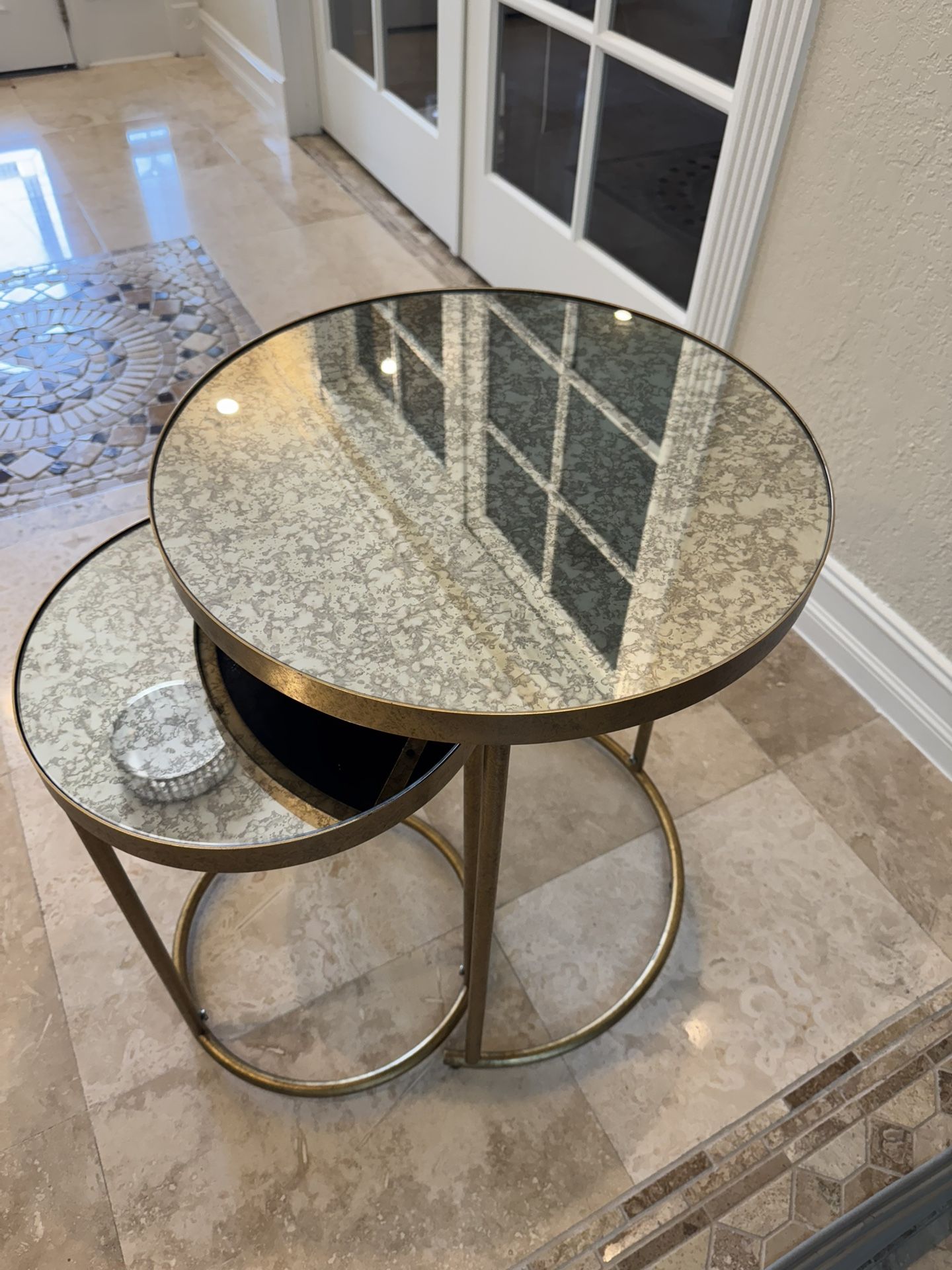 Set Of 2 Nesting Tables, Gold End Tables 