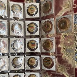 Antique 1896 SWEET CAPORAL Cigarette BUTTON PIN Countries Lot