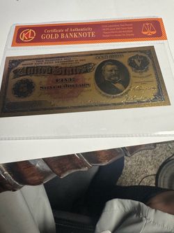 24K Gold Foil Five Dollar Silver Certificate Banknote