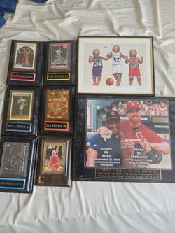Vintage sports cards with plaques