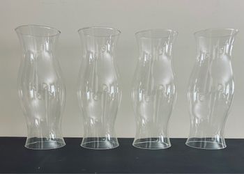 Set of 4 Clear Glass Hurricane Candle Shades / Chimneys - 15" Tall