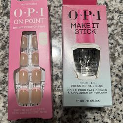OPI Make It Stick Nail Adhesive Glue  AND OPI On Point Press On Nails