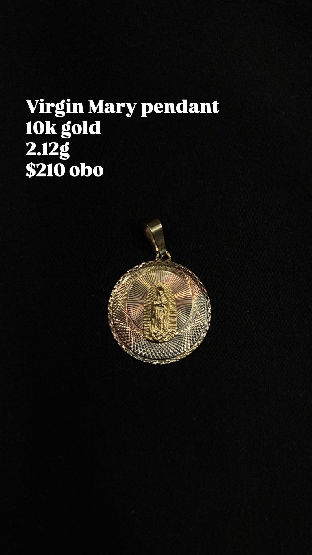 Virgin Mary 10k Gold Pendant