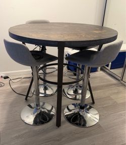 Round Bar Table with 4 Adjustable Stools