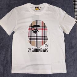 White Burberry bape shirt