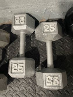 25 lb Cast Iron Hex Dumbbells Pair