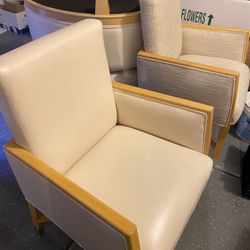 Cream Colored Leather Armchair