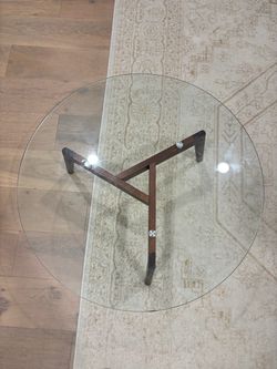 Round Glass Top Coffee Table Dark Wood Base