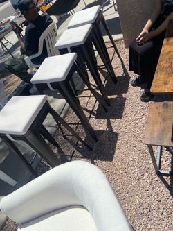 Four metal stools w Cushions 100 For All  Four ObO