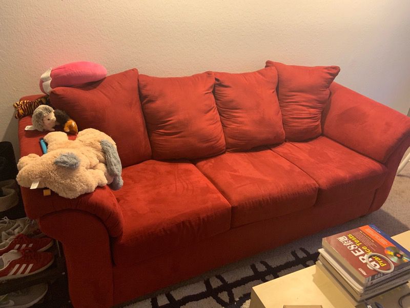 Red sofa- very clean very comfortable