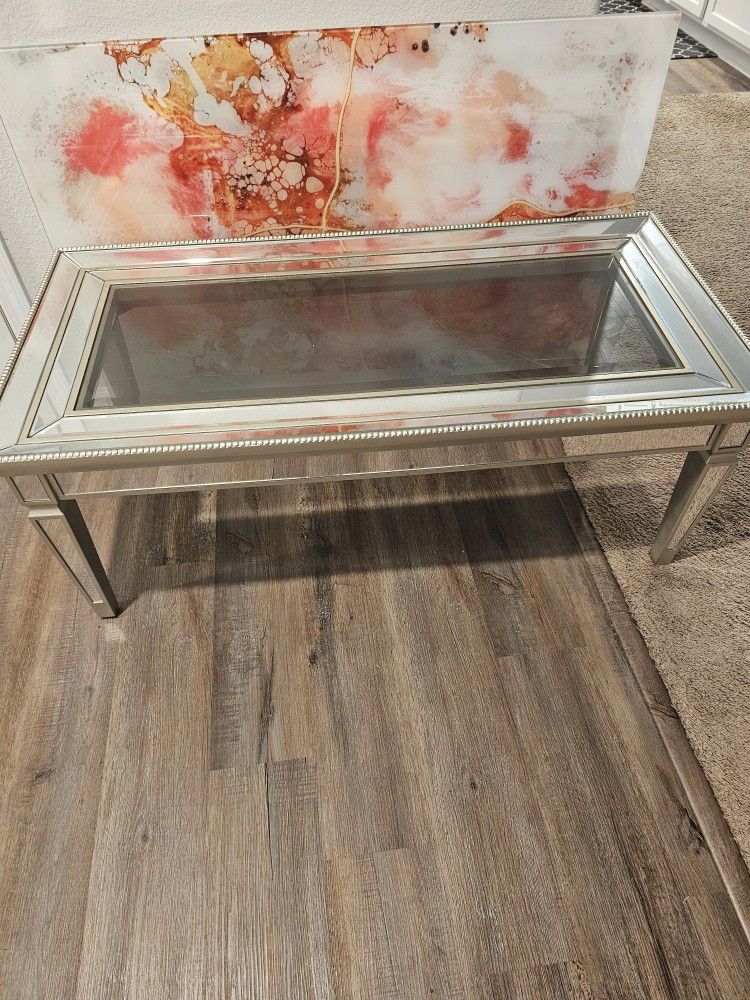 Glass & Silver Coffee Table