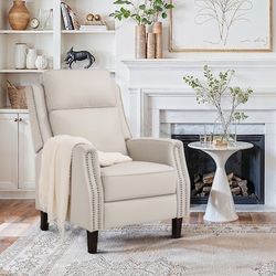 Yurevna Recliner Beige Leather Upholstered Stationary 3-position