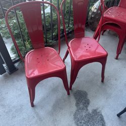 Red Chairs - Metal  (set Of 2)