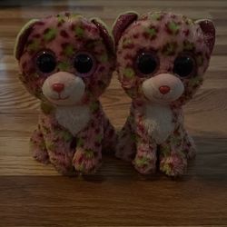 Identical Pink And Green Ty Beanie Baby Leopards